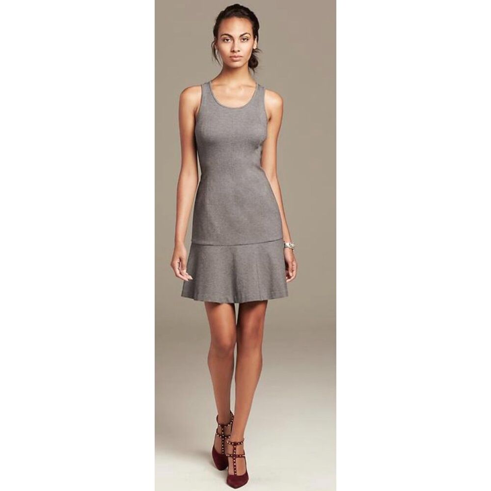 Banana Republic Pointe Drop Waist Dress Stretch Sleeveless Flared Hem Size 12